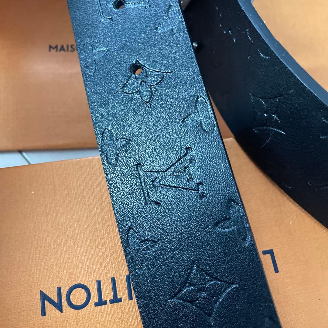 ブラック レザー ベルト　モノグラム　リバーシブル　ラスト一点！