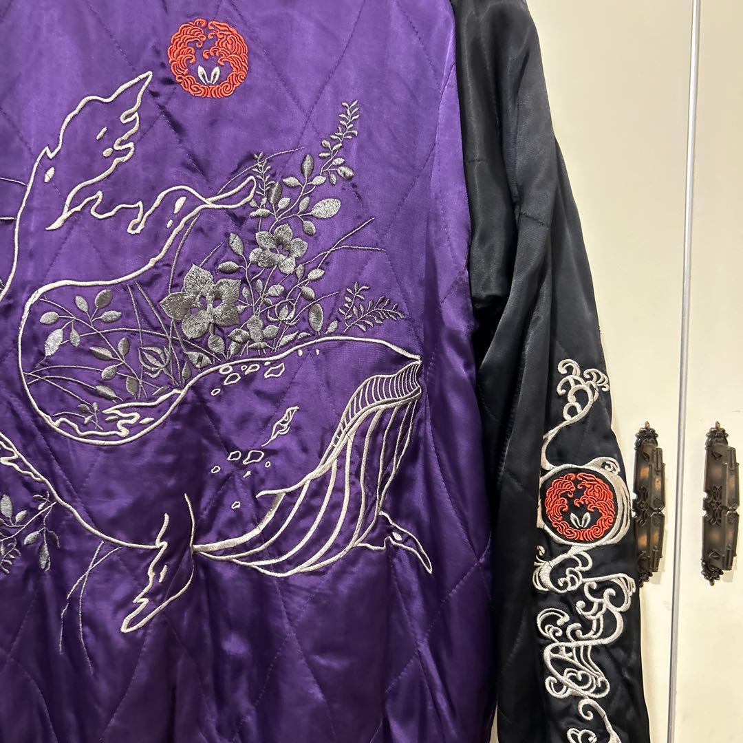 【即納】激レア ちきりや 鯨 華兎柄 スカジャン リバーシブル L