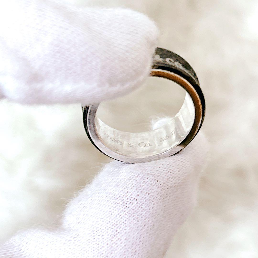 ティファニー 1837 ナロー リング ブラックチタン シルバー 指輪　16号