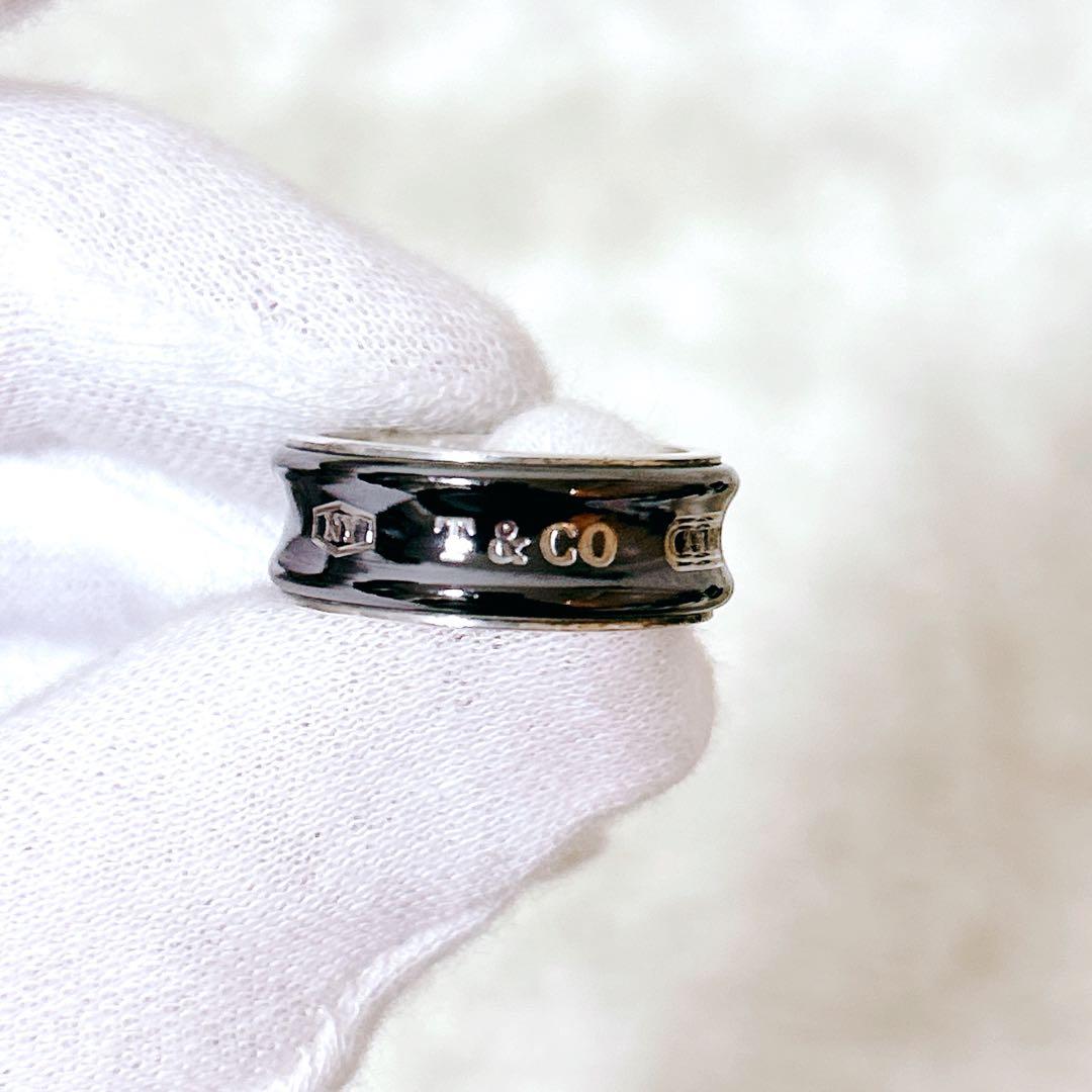 ティファニー 1837 ナロー リング ブラックチタン シルバー 指輪　16号