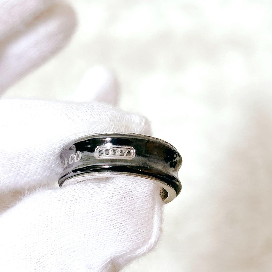 ティファニー 1837 ナロー リング ブラックチタン シルバー 指輪　16号