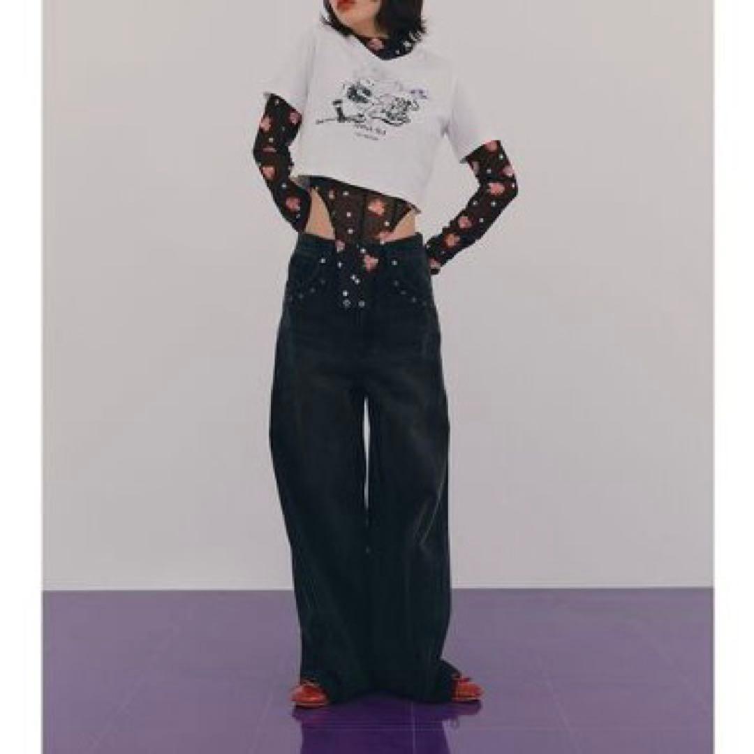 美品 LILY BROWN × ANNA SUIアナスイワイドデニムパンツ完売品