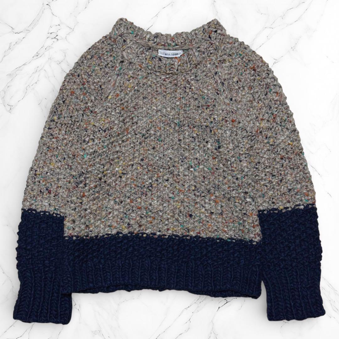イリアンローブ 多色ネップ ニット プルオーバー 厚手セーター 極太糸 バルキー