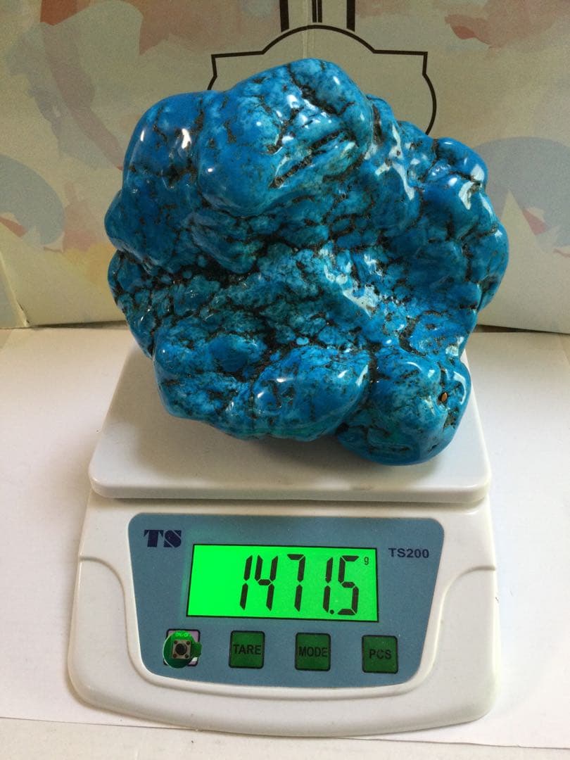 ターコイズトルコ石原石磨き石　水晶　観賞石