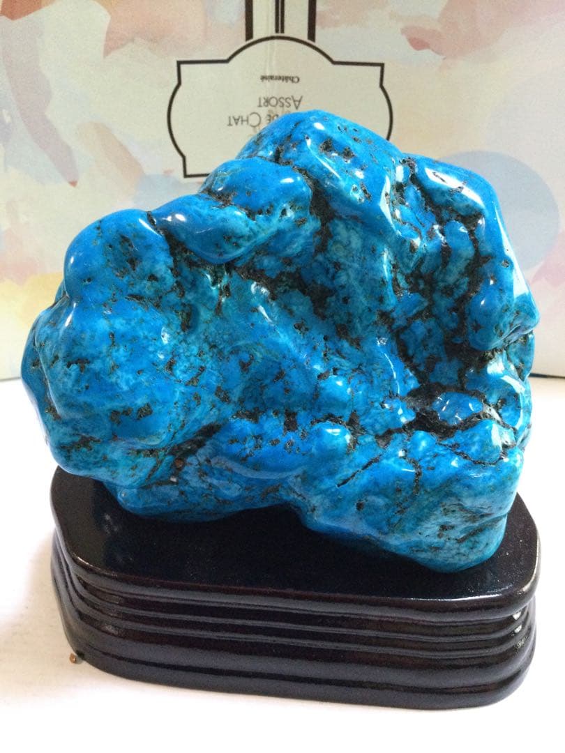 ターコイズトルコ石原石磨き石　水晶　観賞石