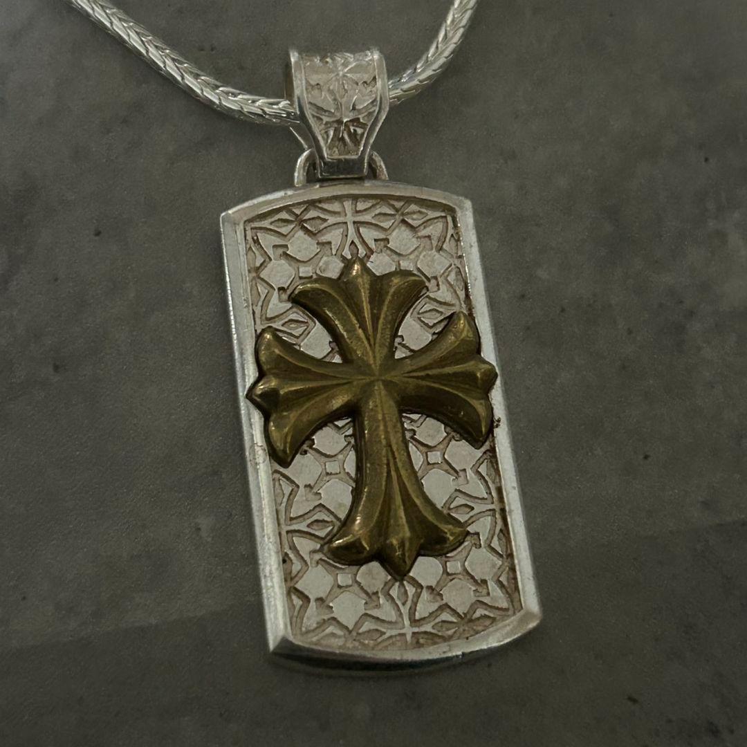 【希少レア】シルバー925 ヴィンテージ 十字架 チェーンネックレスSilver