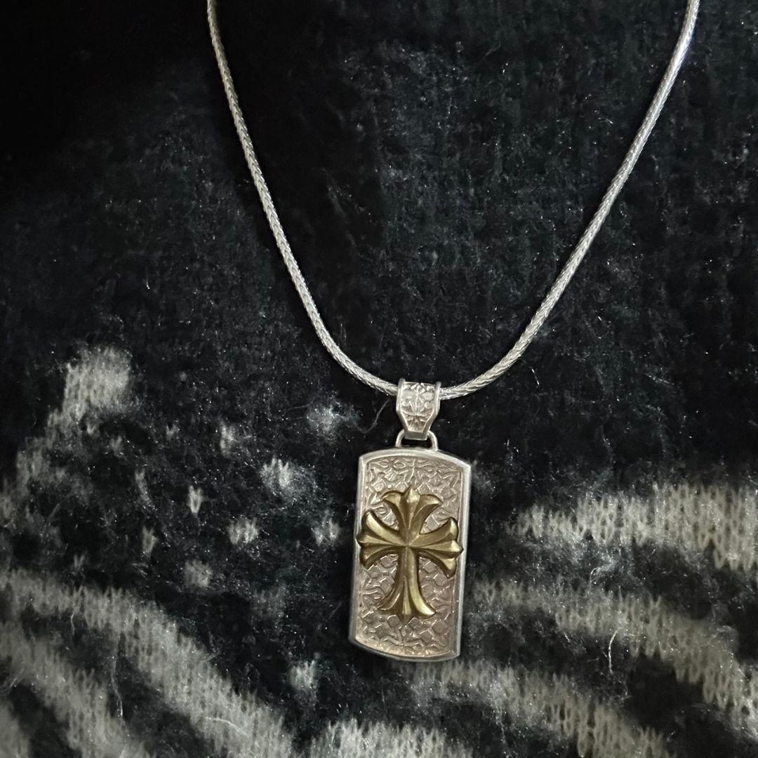 【希少レア】シルバー925 ヴィンテージ 十字架 チェーンネックレスSilver