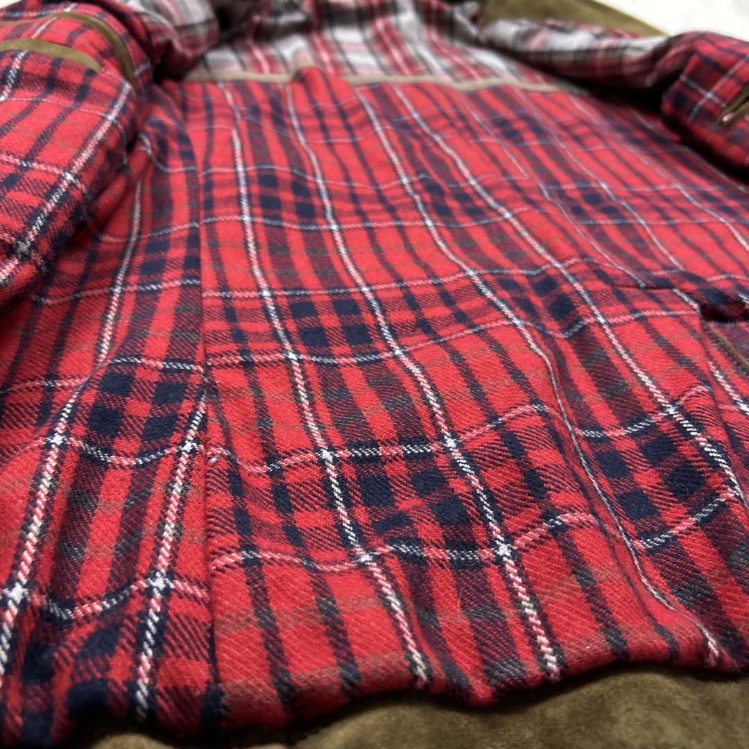 美品　レアルレザー　スエードジャケット　エルボーパッチ　エポレット　裏地チェック