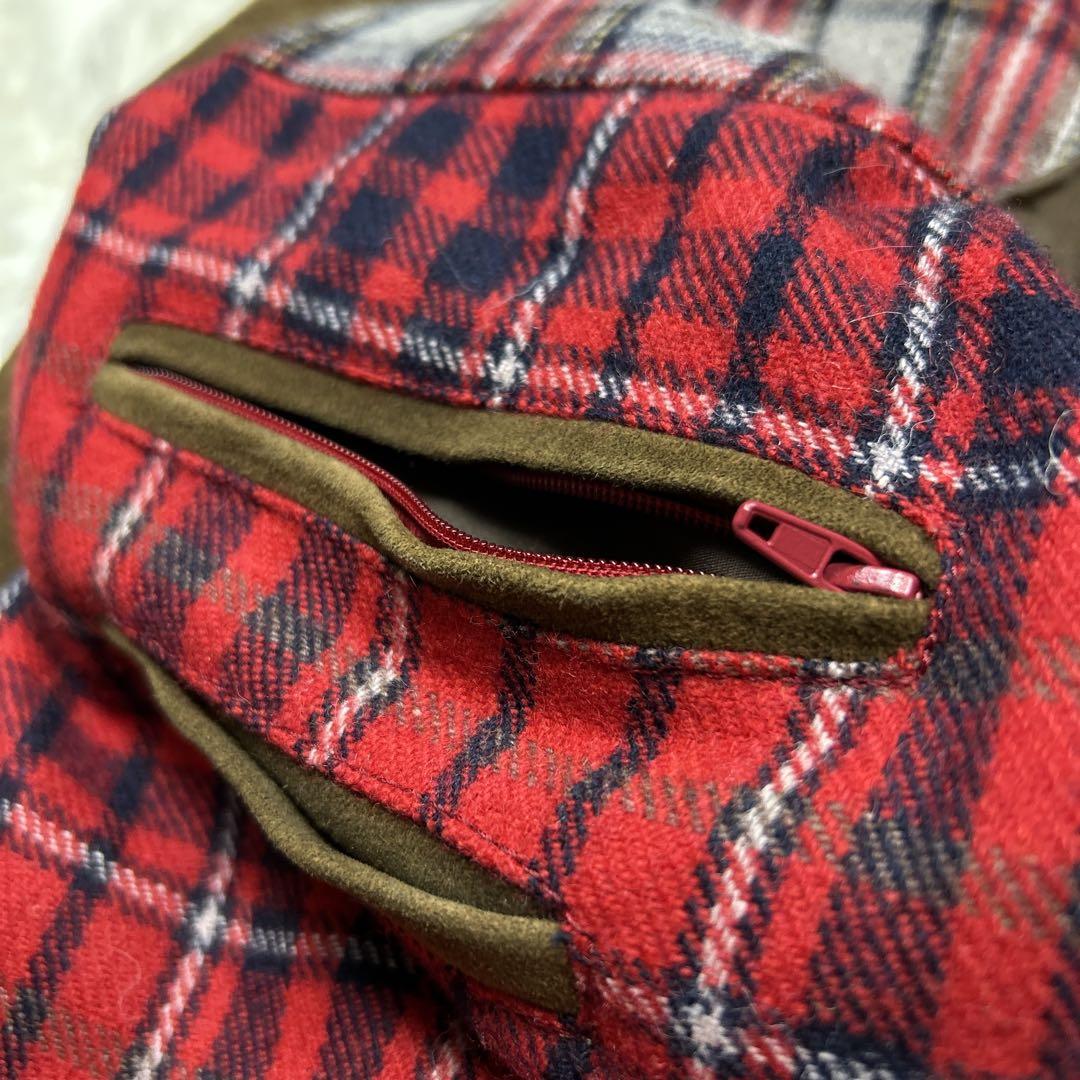 美品　レアルレザー　スエードジャケット　エルボーパッチ　エポレット　裏地チェック