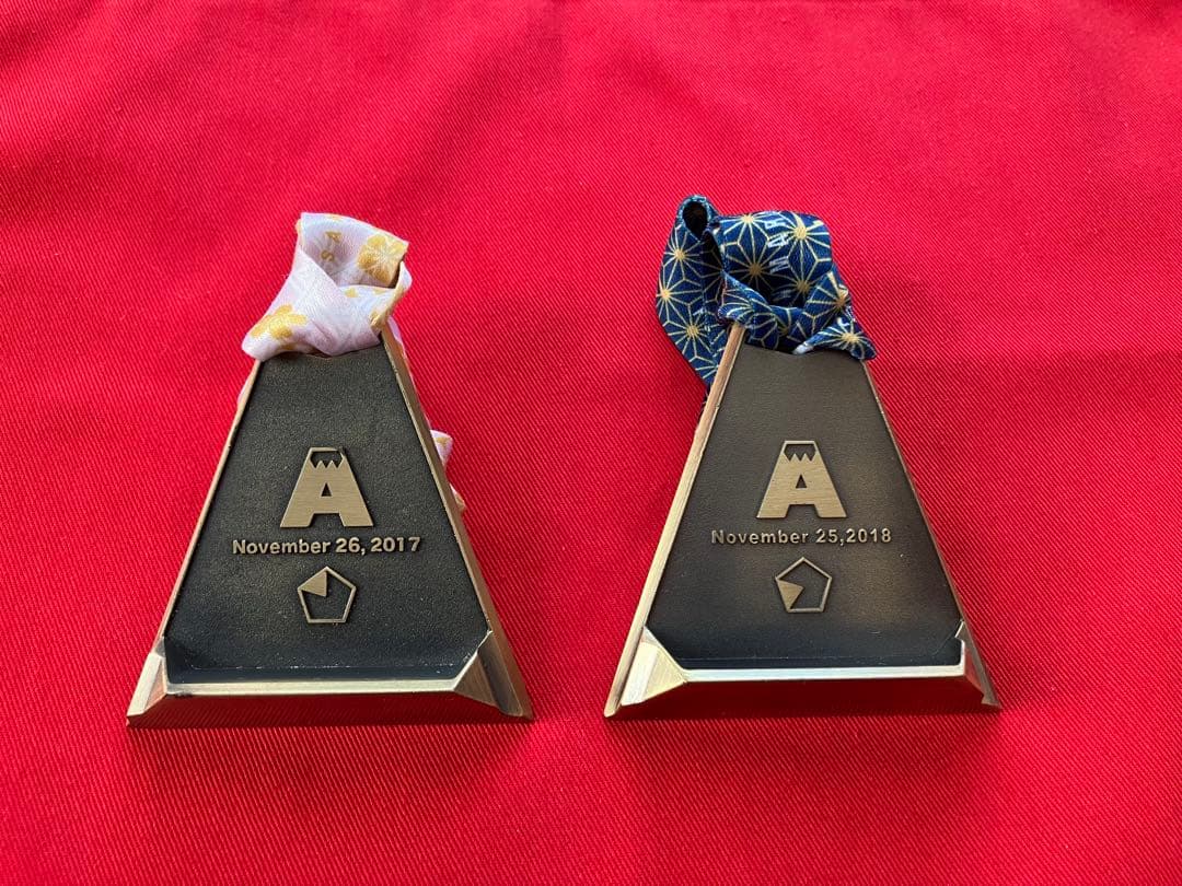 富士山マラソン 完走メダルセット、フィニッシャーメダル５個セット(立つタイプ)