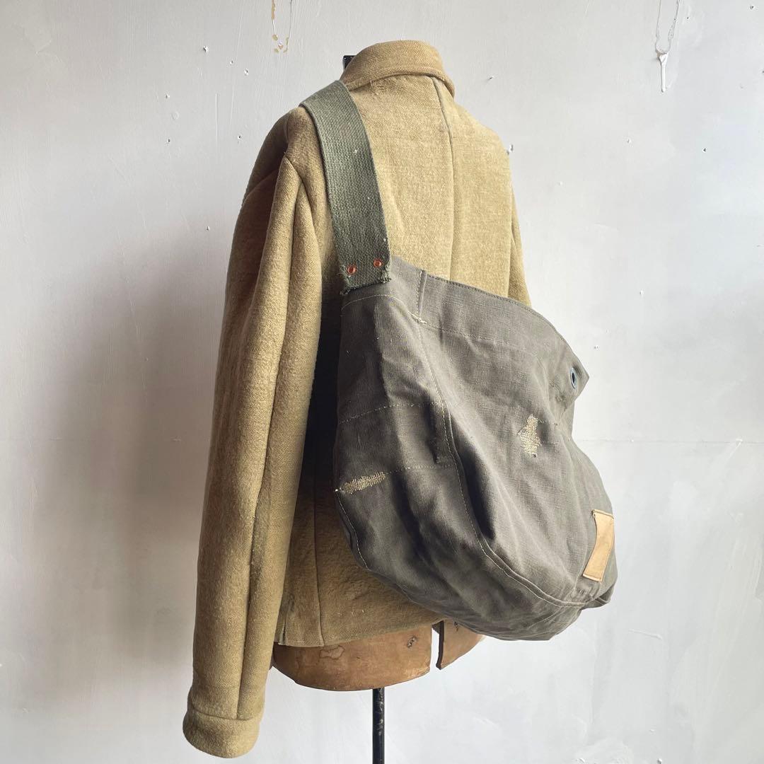 【希少】ビンテージニュースペーパーバッグ　フランス軍　リネン　ミリタリー