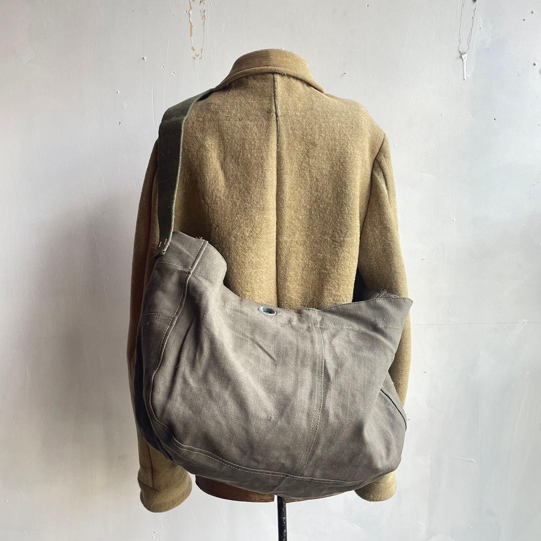 【希少】ビンテージニュースペーパーバッグ　フランス軍　リネン　ミリタリー