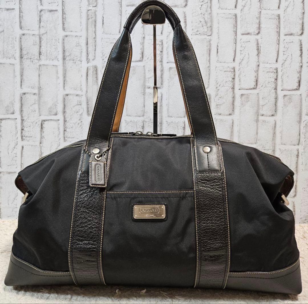 COACH コーチ　ブラック ボストンバッグ ナイロン レザー　美品