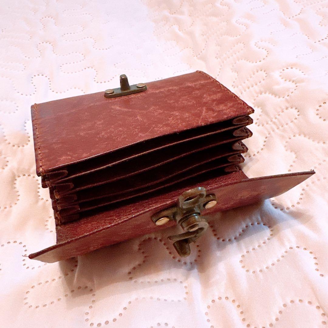 ★本革★コラージュ素材入れ 蛇腹ポーチ ぷっくりポーチ　プエブロ（マヤレザー）