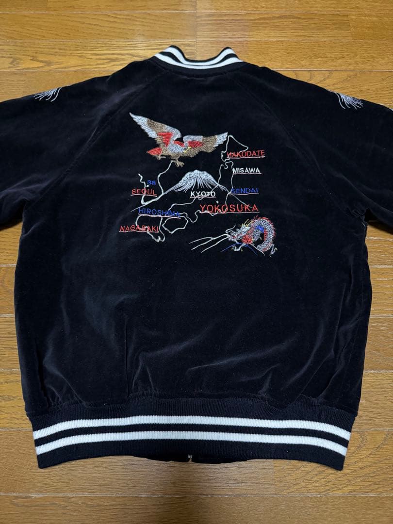 【美品】THIRD ROW 龍 日本 富士山 スカジャン ベロア 別珍