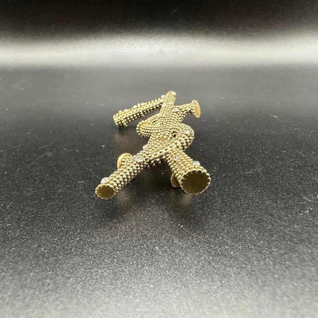 未使用級✨　YSL　サンローランパリ　ブローチ　ラインストーン　ロゴ　988