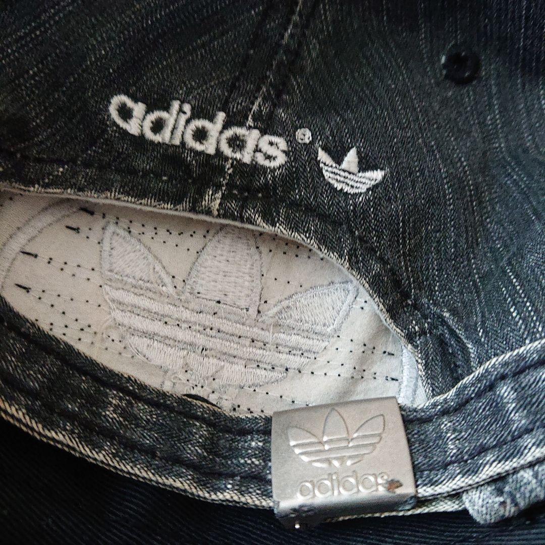 希少！90s adidas ブラックデニム キャップ descente デサント