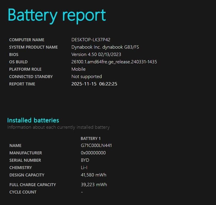 dynabook G83/FS 第10世代i5/16GB/512GB/BT94%