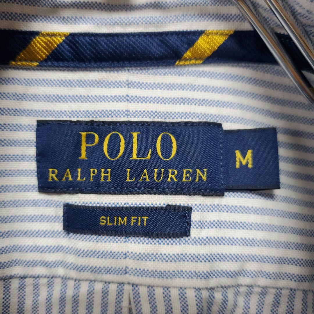 ☆ポロラルフローレン☆ストライプBDシャツ☆オックスフォード☆カラーポニー☆Ｍ