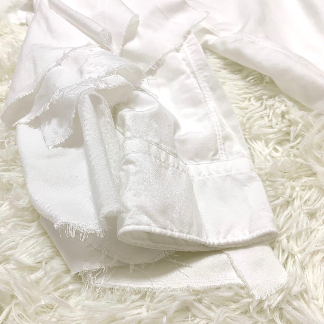 【オルランド期・未使用級】コムデギャルソンオムプリュス ホワイトフリルシャツ S