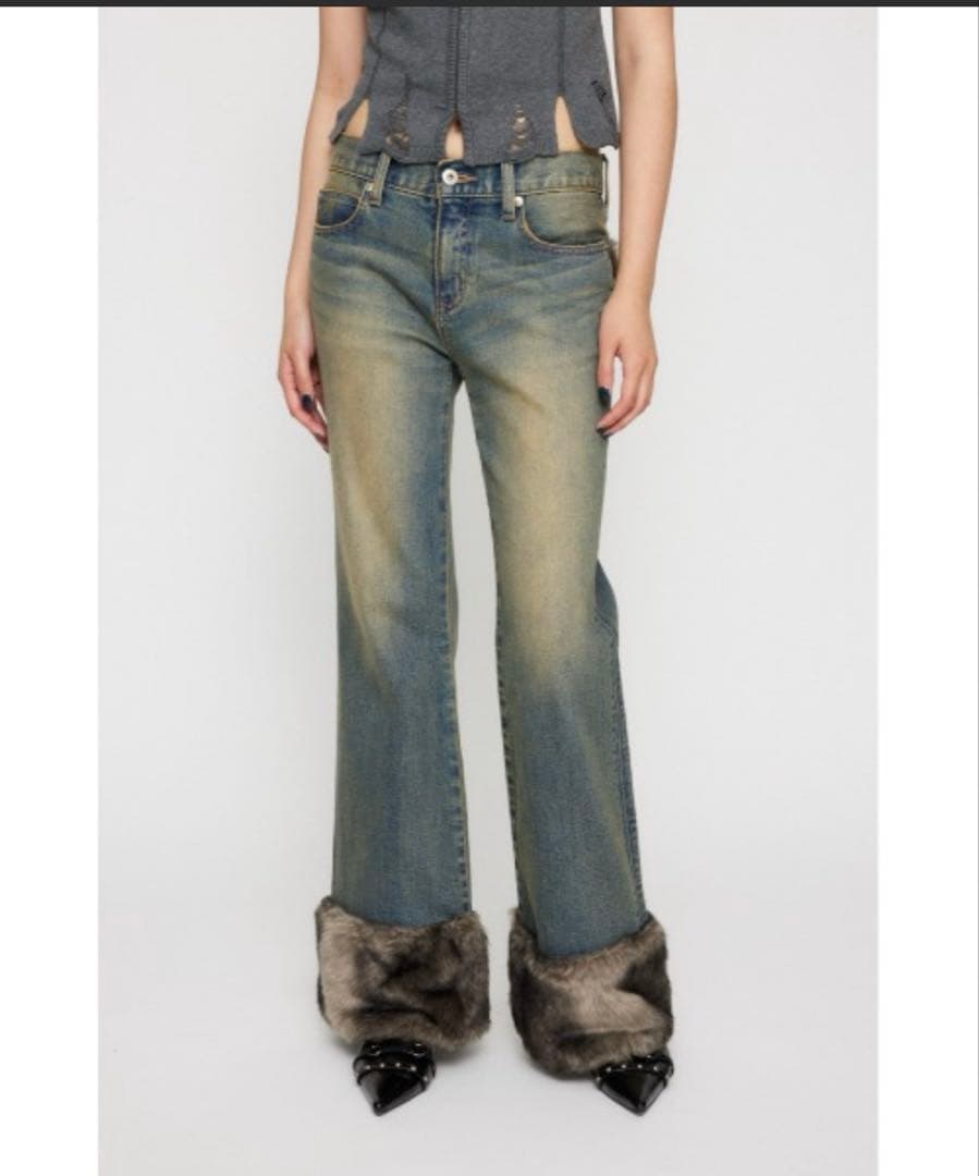 LAGUAGEM FAUX FURフレアデニム