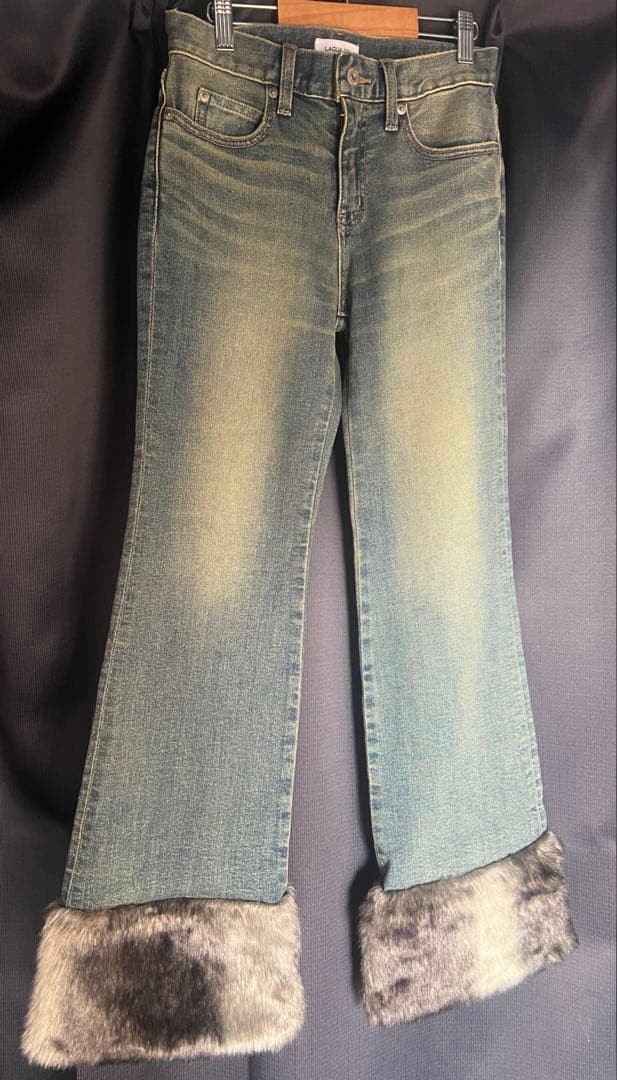 LAGUAGEM FAUX FURフレアデニム