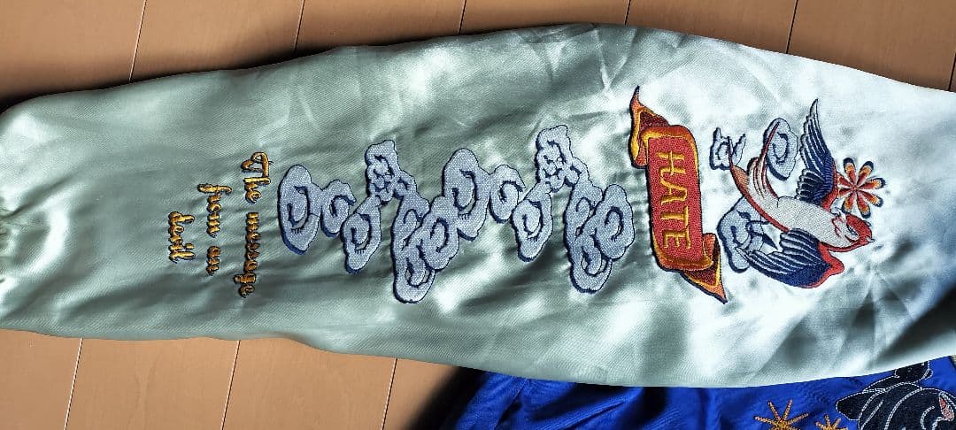 Peake'd Yella スカジャン 青 シルバーサイズ44