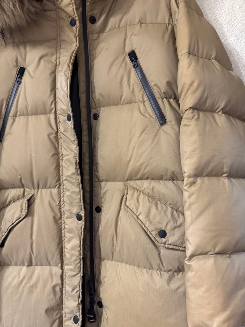 クリーニング済　ナンガ　NANGA ダウンハーフコート　ベージュ　サイズ1 M