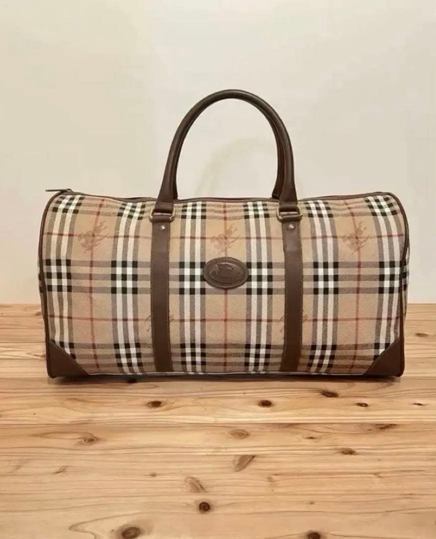 【大容量】Burberrys ・ノバチェック レザー ボストンバッグ PVC