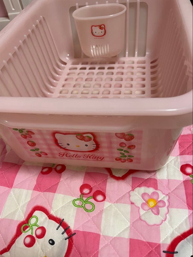 キティ　レア　当時物　いちご　カオハナ　水切りカゴ　キッチン　ラック　収納