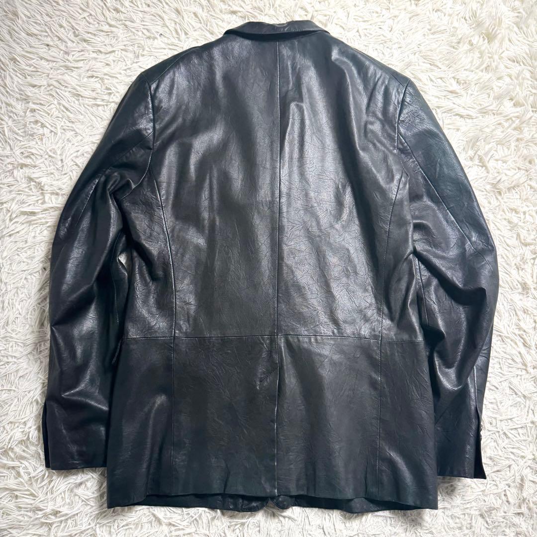 Theory ラムレザー テーラードジャケット 黒 玉虫系 L〜XL 本革 羊革