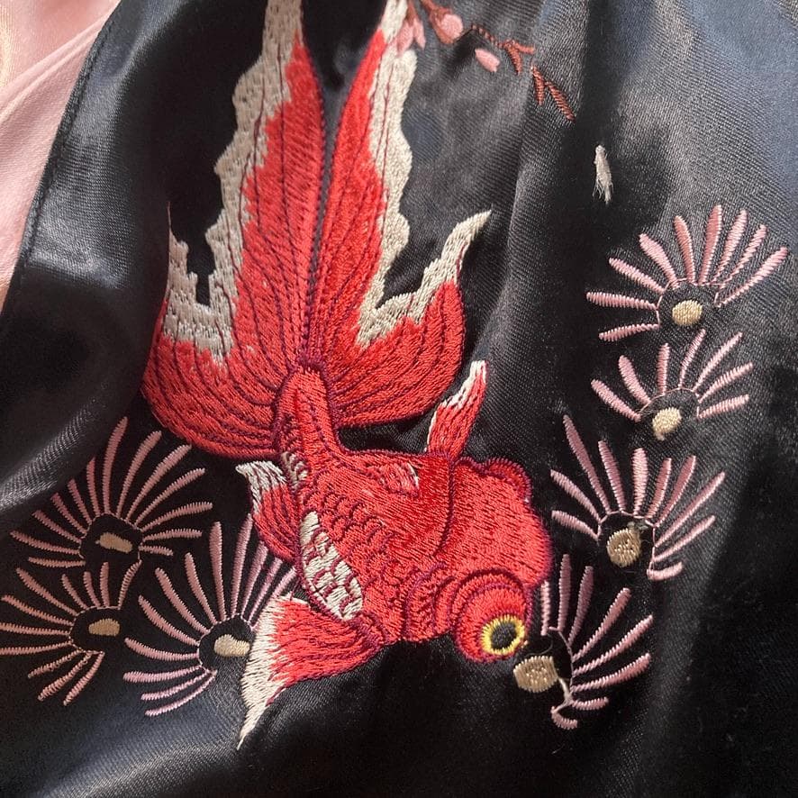 【Stopio】花旅楽団 Lサイズ 金魚刺繍 スカジャン リバーシブル