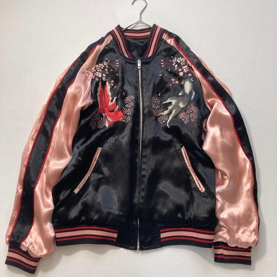 【Stopio】花旅楽団 Lサイズ 金魚刺繍 スカジャン リバーシブル