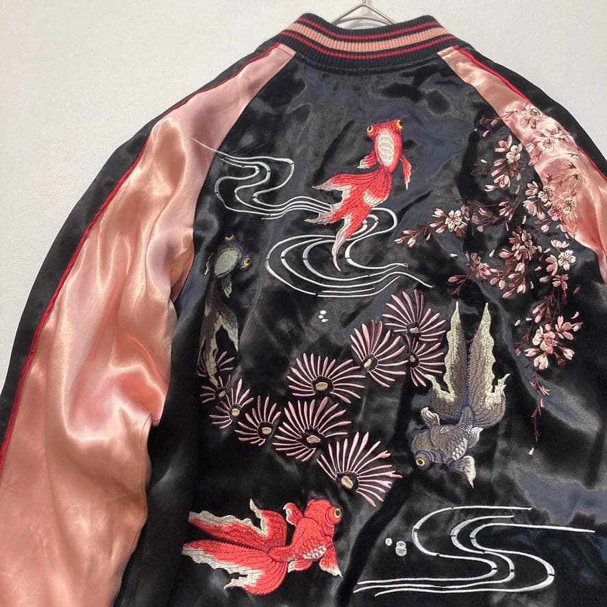 【Stopio】花旅楽団 Lサイズ 金魚刺繍 スカジャン リバーシブル