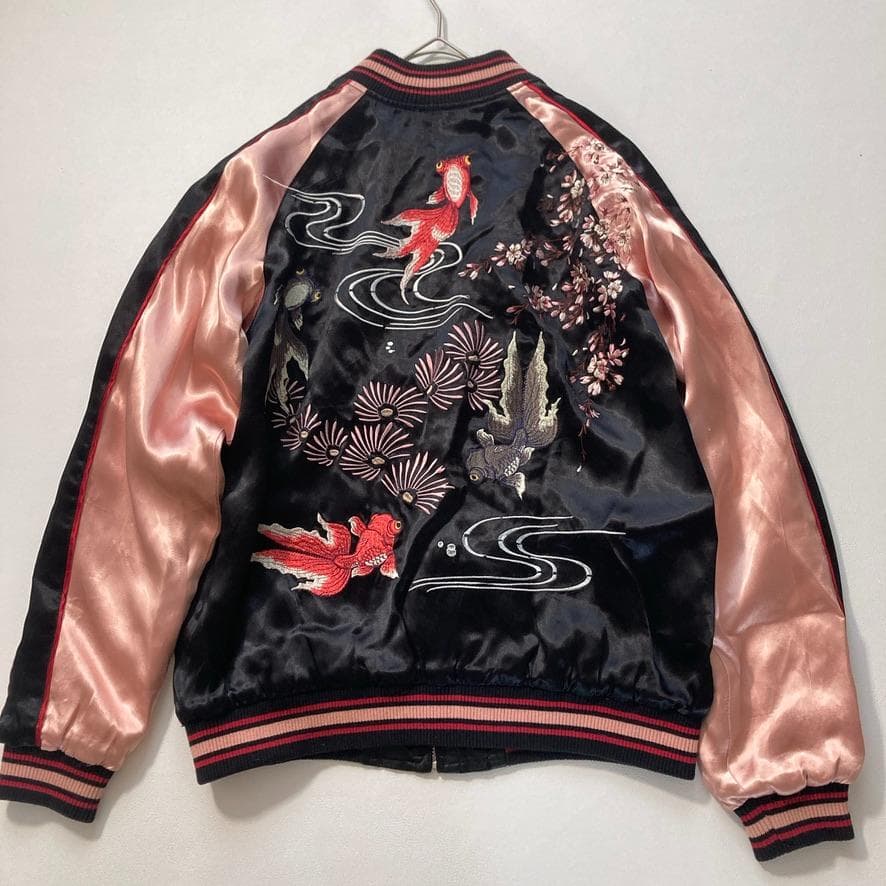 【Stopio】花旅楽団 Lサイズ 金魚刺繍 スカジャン リバーシブル