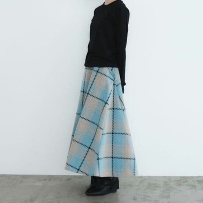 未使用　EMMEL REFINES ツィードライク チェック フレアスカート M
