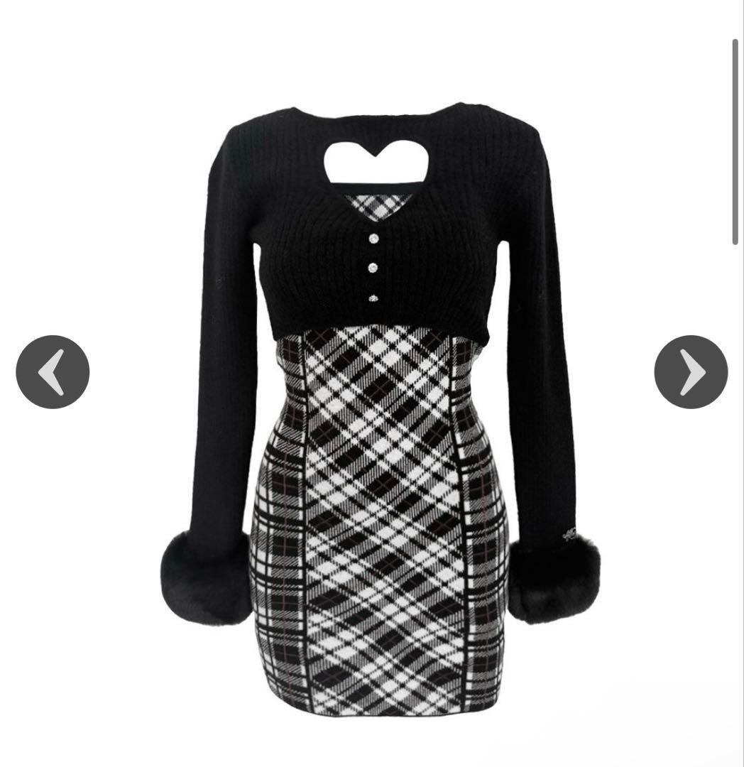 ハートカットニットワンピース XS