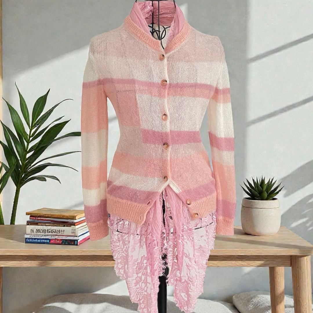 ERMANNO SCERVINO モヘヤ混ニット　カーディガン ストール一ピンク