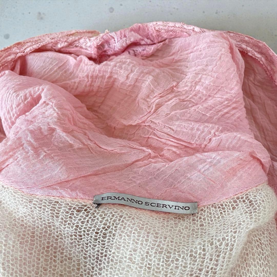 ERMANNO SCERVINO モヘヤ混ニット　カーディガン ストール一ピンク
