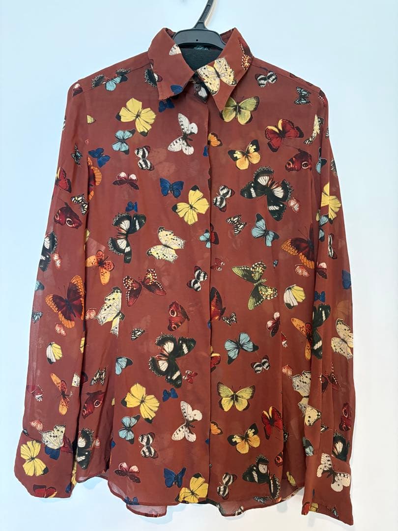 ドルチェ&ガッバーナ　蝶柄シフォン長袖シャツ