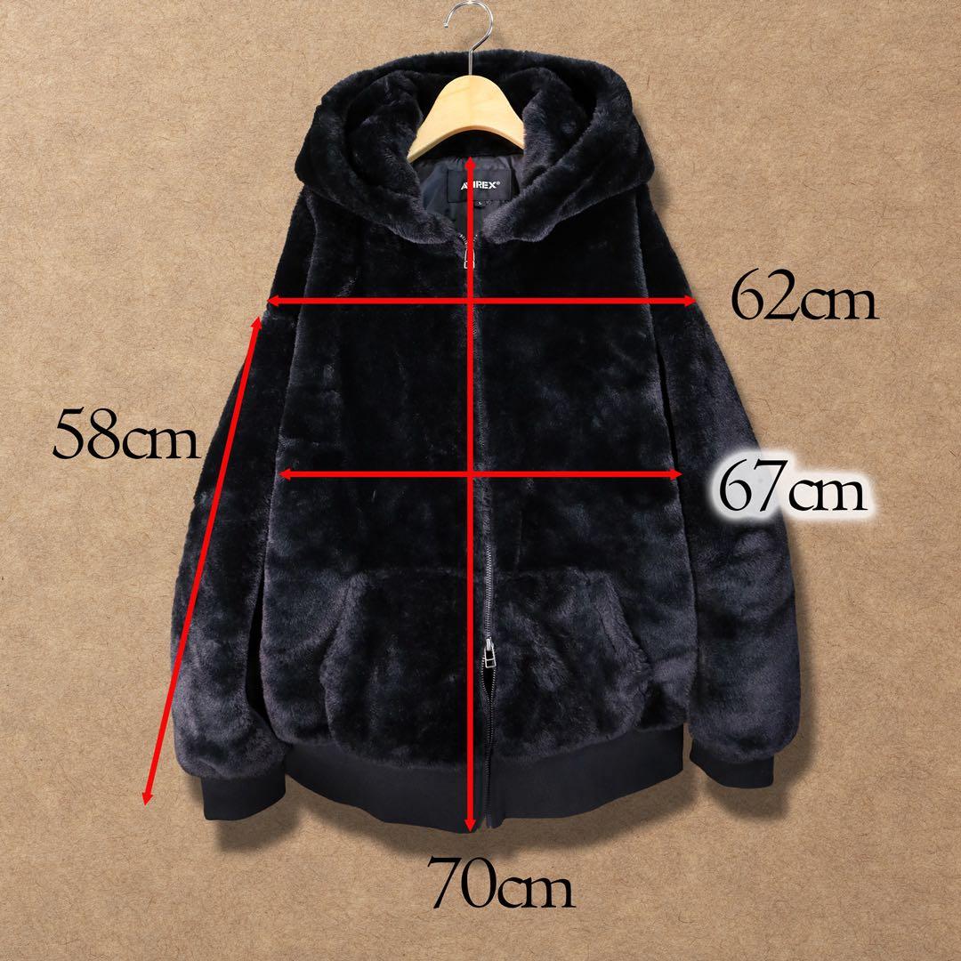 AVIREX エコファー ジップアップブルゾン ブラック L ユニセックス