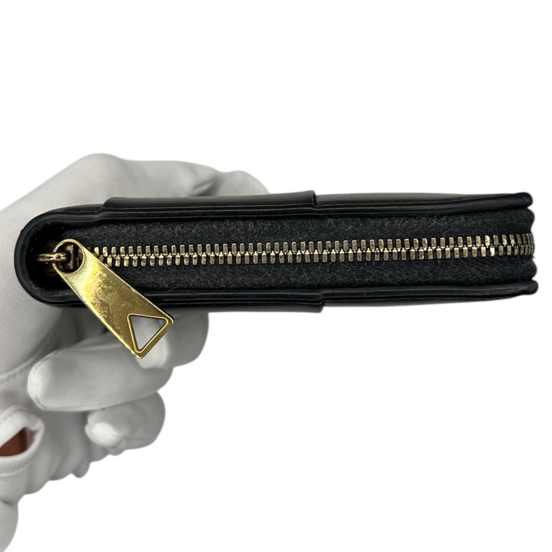 ポッキー　BOTTEGA VENETA カセット 黒 長財布 ★RFID付