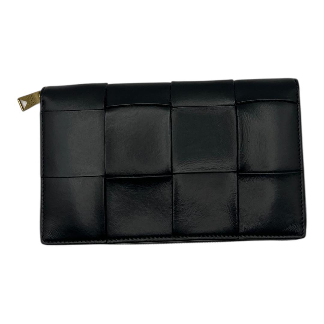 ポッキー　BOTTEGA VENETA カセット 黒 長財布 ★RFID付