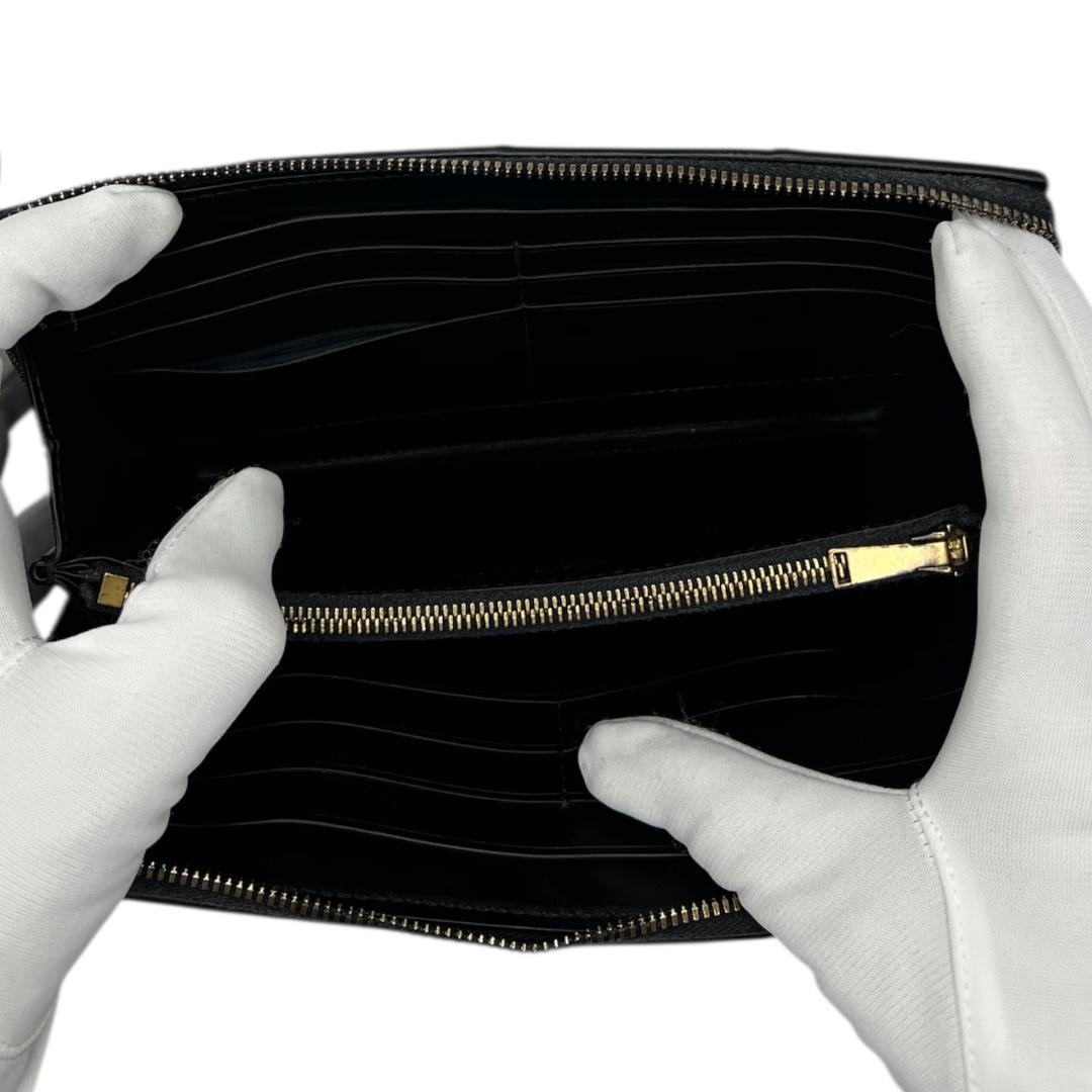 ポッキー　BOTTEGA VENETA カセット 黒 長財布 ★RFID付