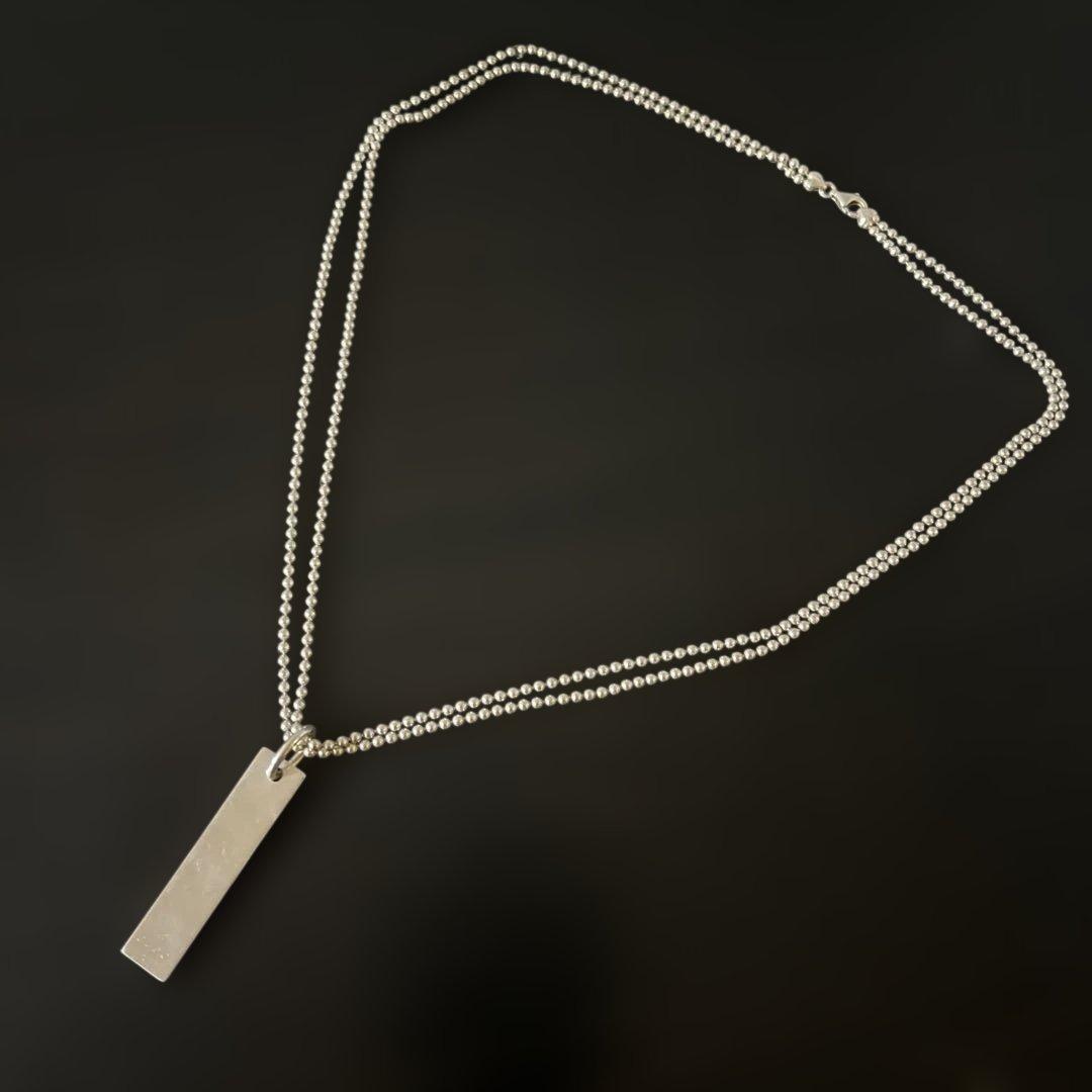 GUCCI ダブルチェーン プレートネックレス シルバー