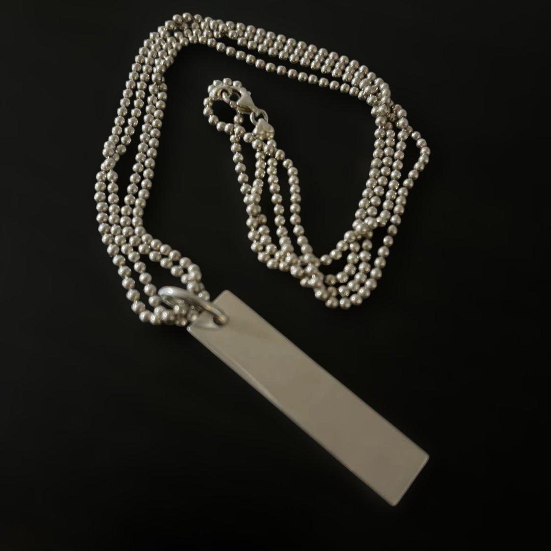 GUCCI ダブルチェーン プレートネックレス シルバー