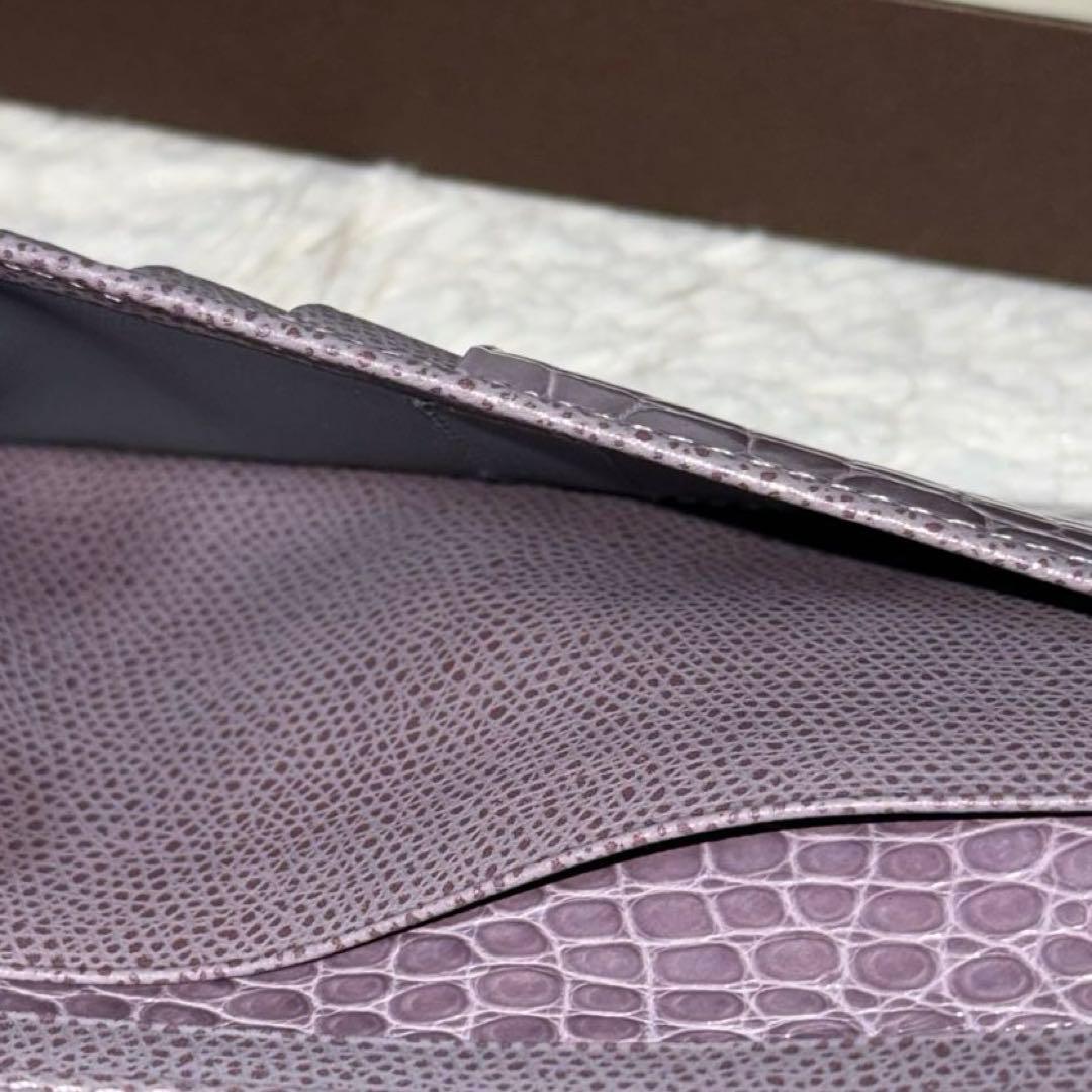 ⭐️新品未使用⭐️ カミーユフォルネ　アリゲーター　長財布　二つ折り　パープル色