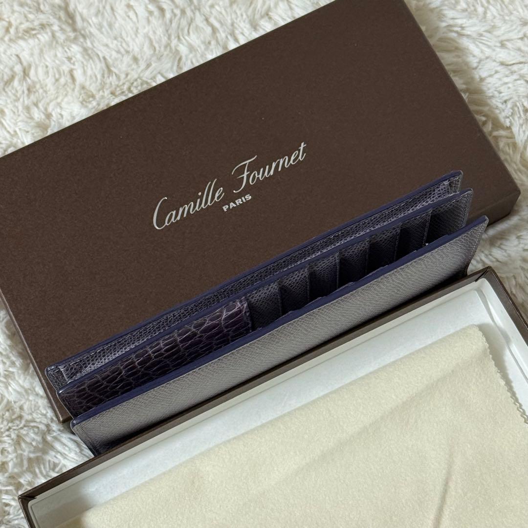 ⭐️新品未使用⭐️ カミーユフォルネ　アリゲーター　長財布　二つ折り　パープル色
