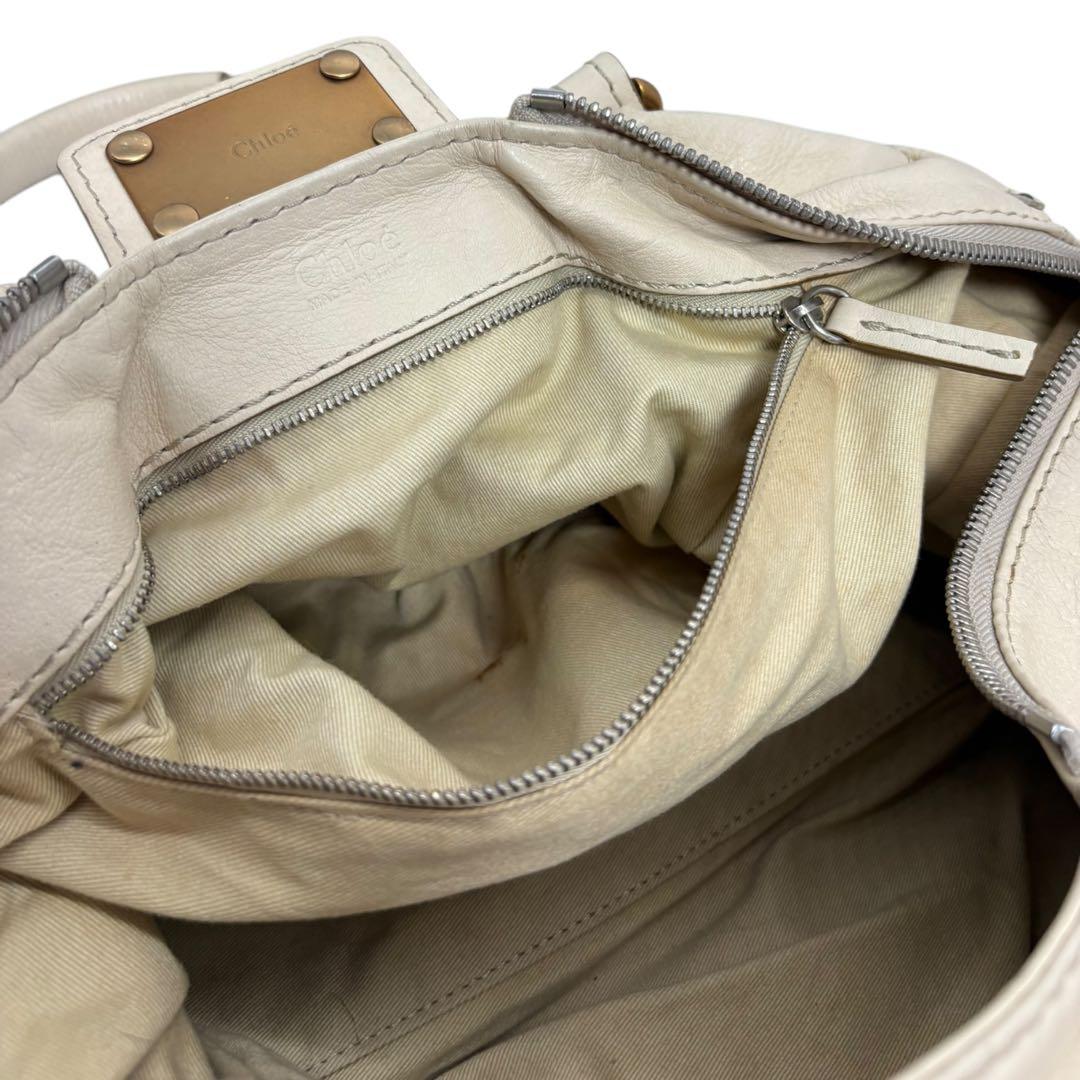 Chole クロエ パディントン ボストンバッグ　ハンドバッグ ホワイト 南京錠