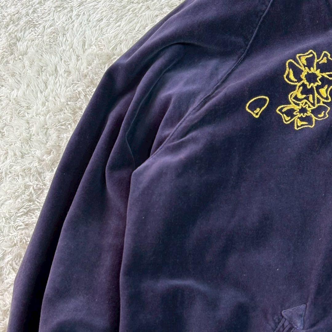 kuu 空 リバーシブル スカジャン 髑髏 鷹 富士 刺繍ベロア サテン L